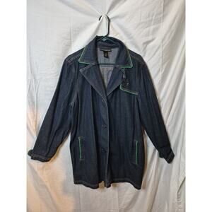 VENEZIA Womens Jean Denim Jacket Long With Pockets Blue Cotton Denim size 18-20